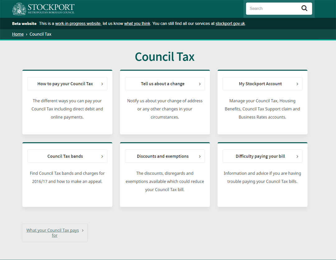 New council tax page