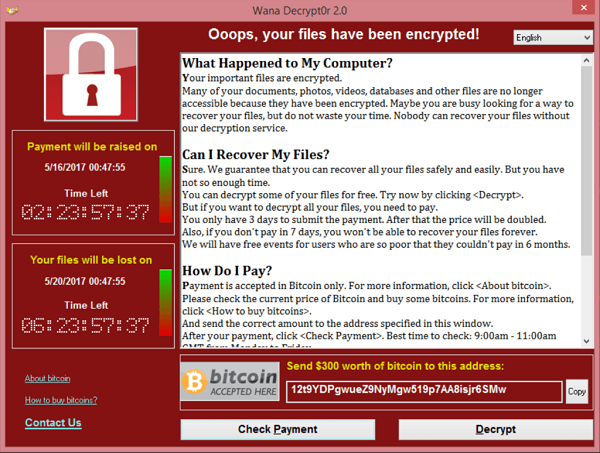 WannaCry screenshot