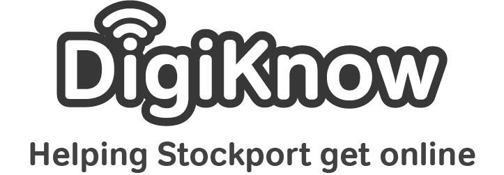 DigiKnow logo with the words Helping Stockport get online