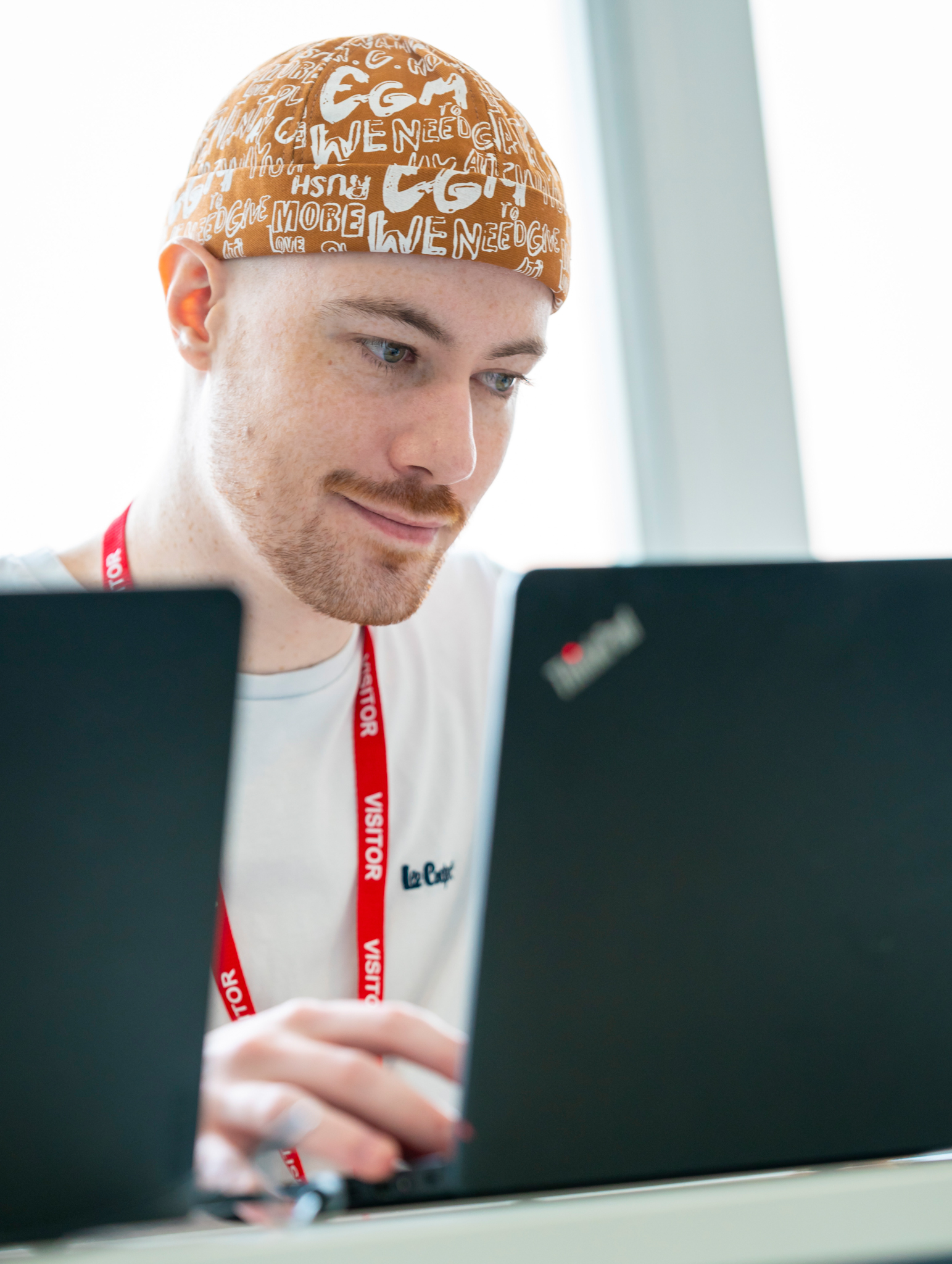 Young man working on laptop