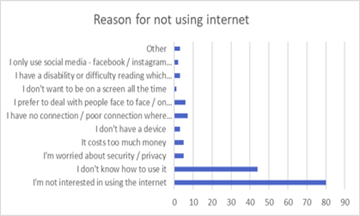Reason not use internet Bar chart showing reasons why people don't use the internet