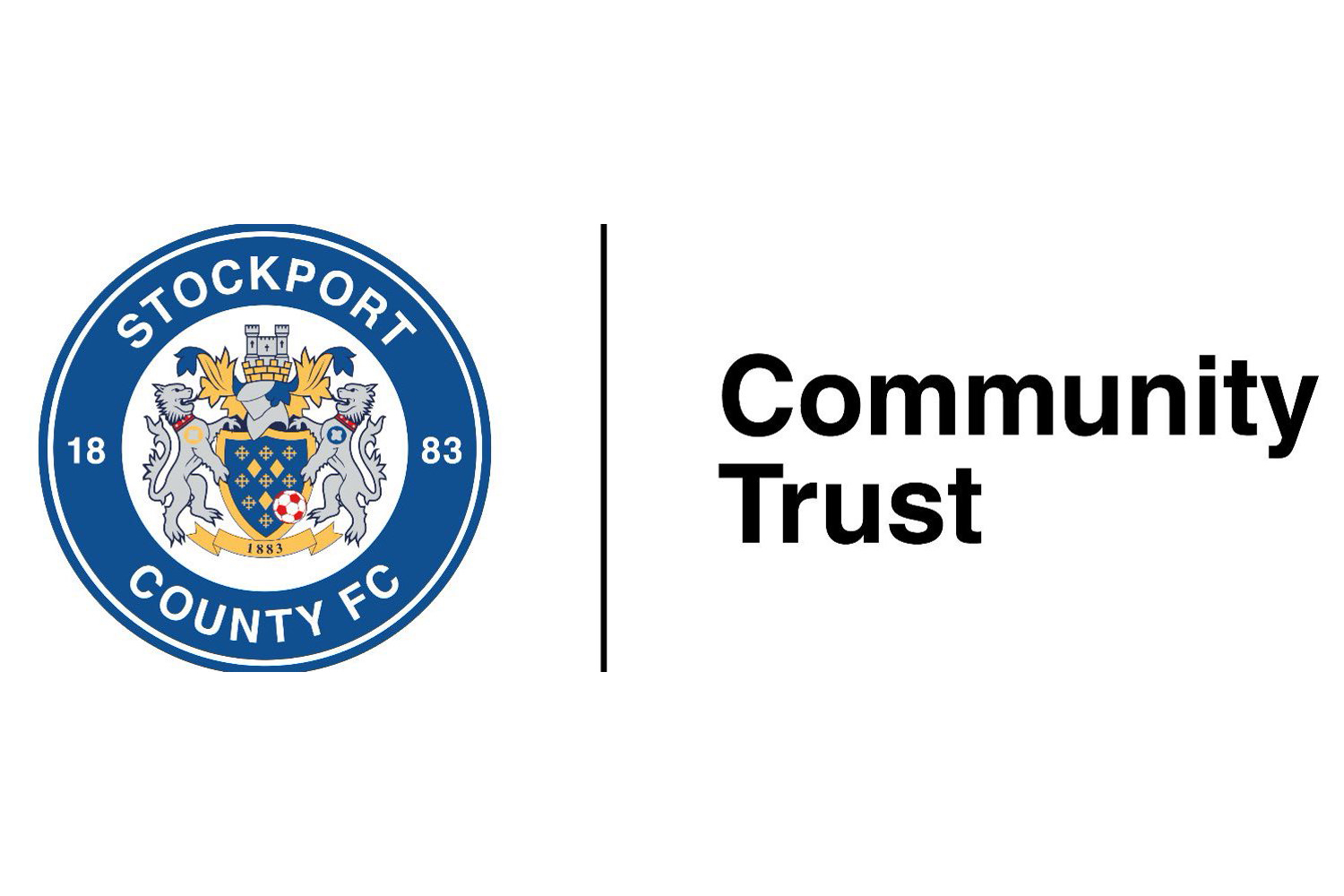 Stockport County logo and the words [Community Trust]