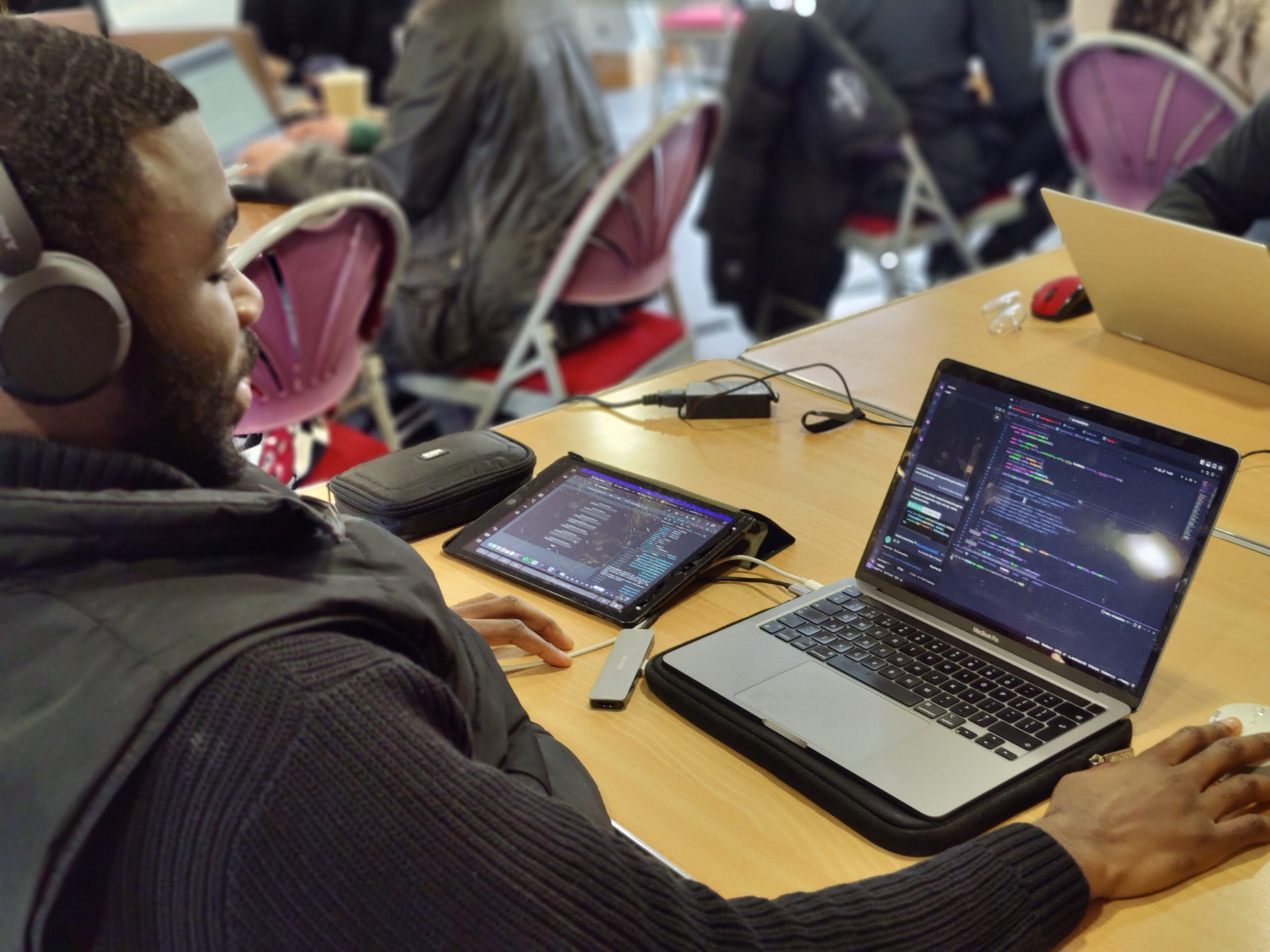 Young man using laptop