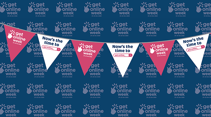 Colourful bunting diplaying the words Get Online Week